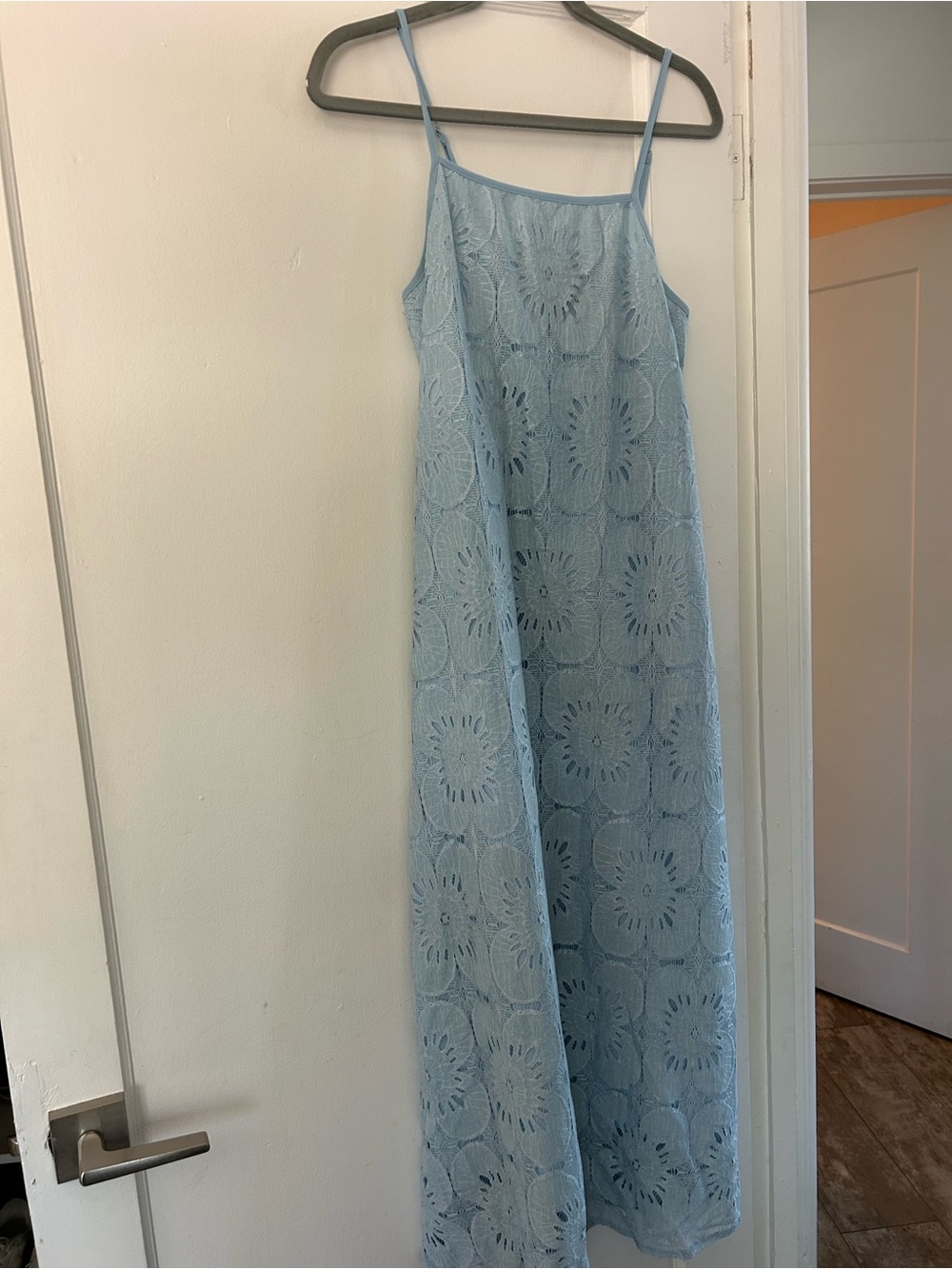 Light Blue Lace Slip Maxi Dress - Women